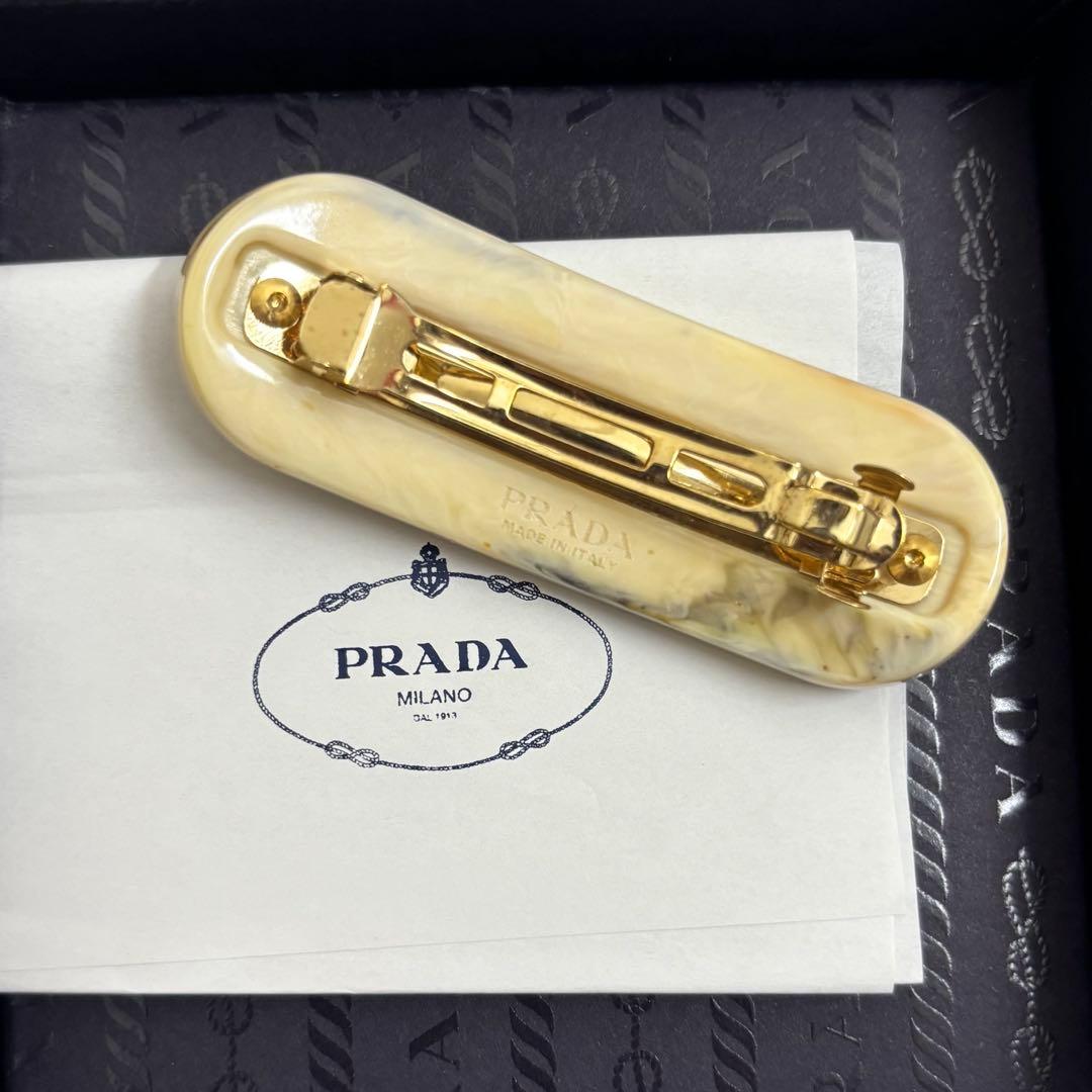 【正規品・美品】PRADA プレックス ヘアクリップ　クリスタル　アイボリー