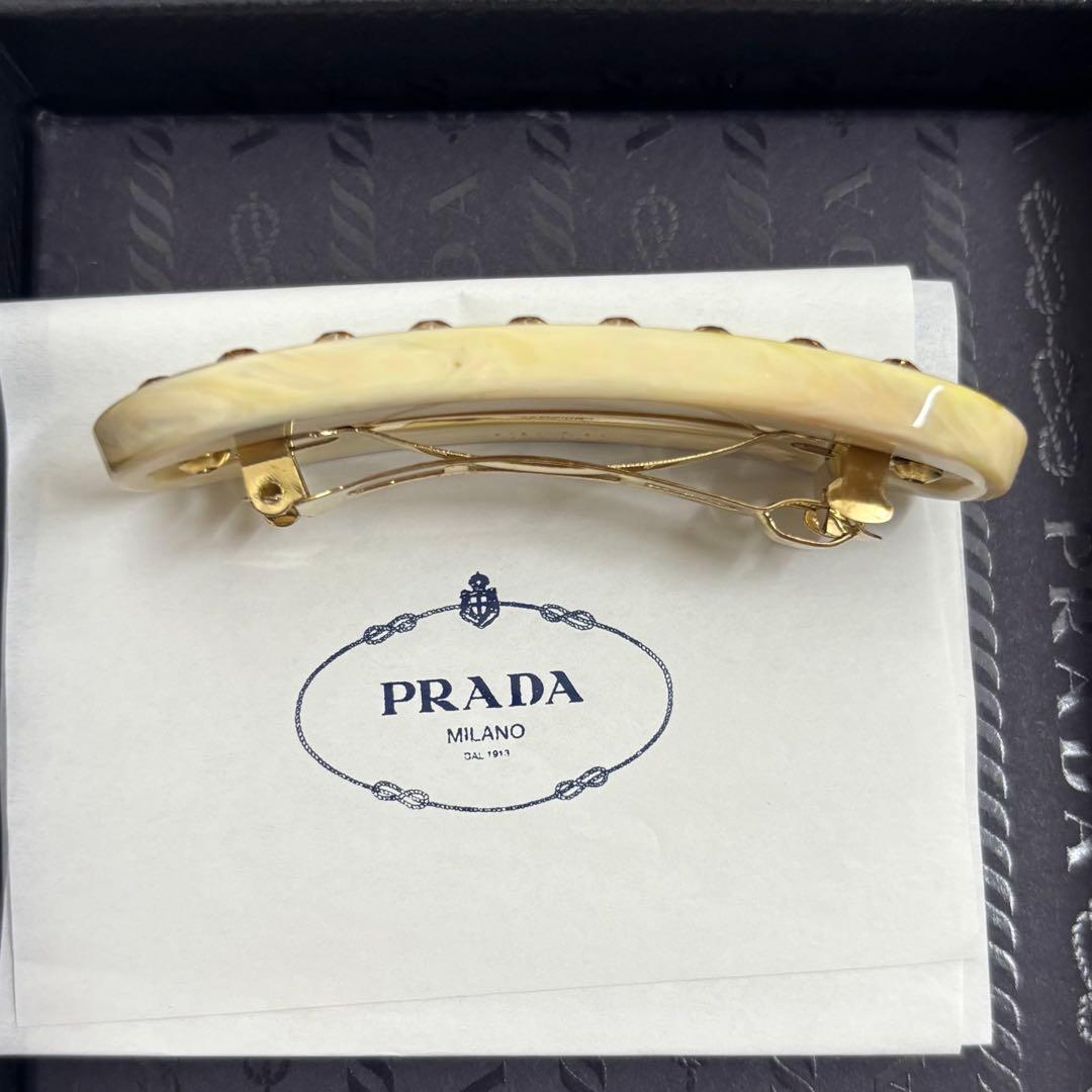 【正規品・美品】PRADA プレックス ヘアクリップ　クリスタル　アイボリー