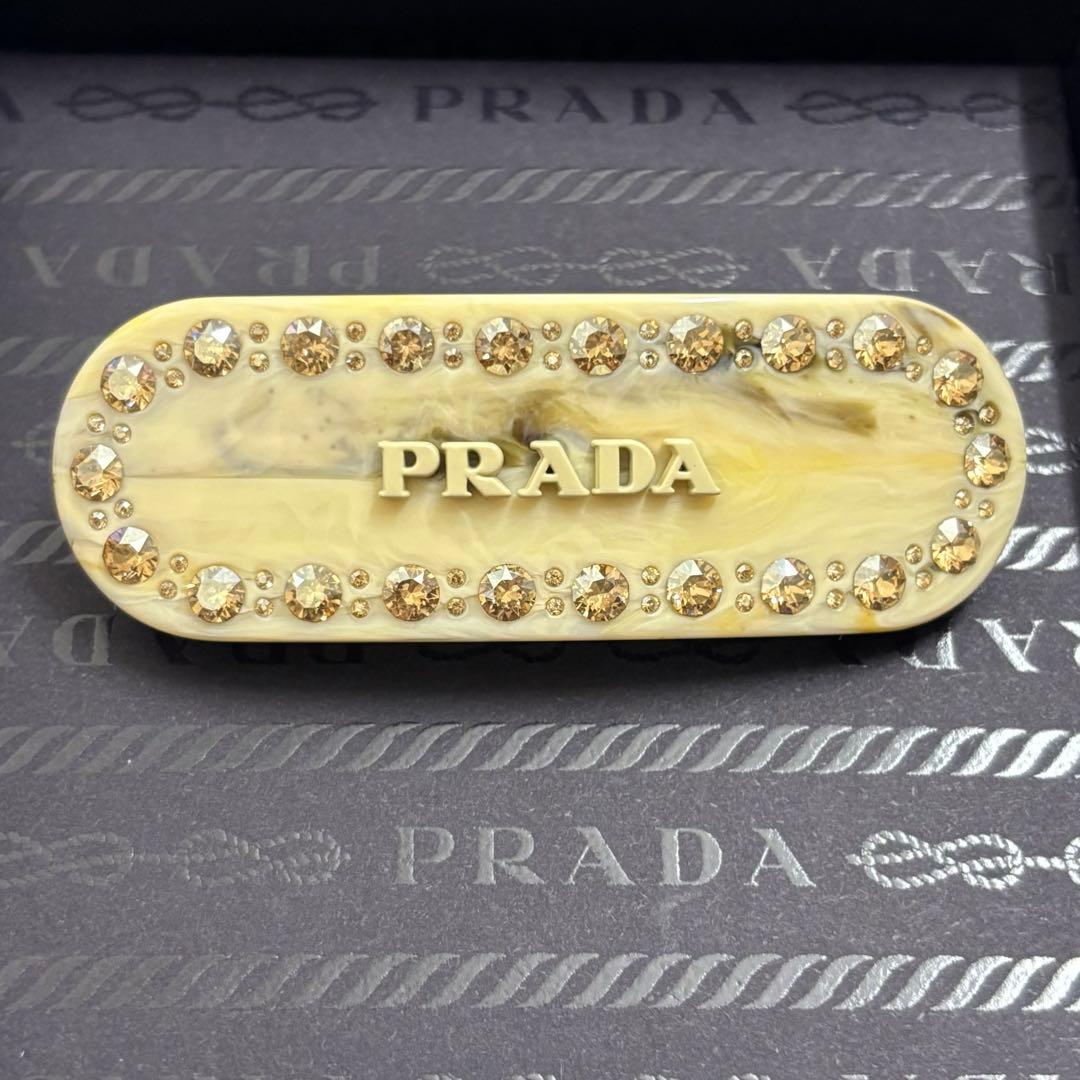 【正規品・美品】PRADA プレックス ヘアクリップ　クリスタル　アイボリー