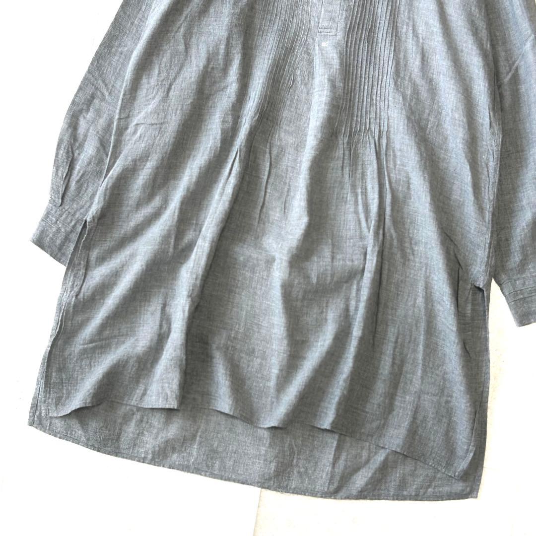 美品 45R フォーティファイブアール 杢コットンバンドカラー チュニック