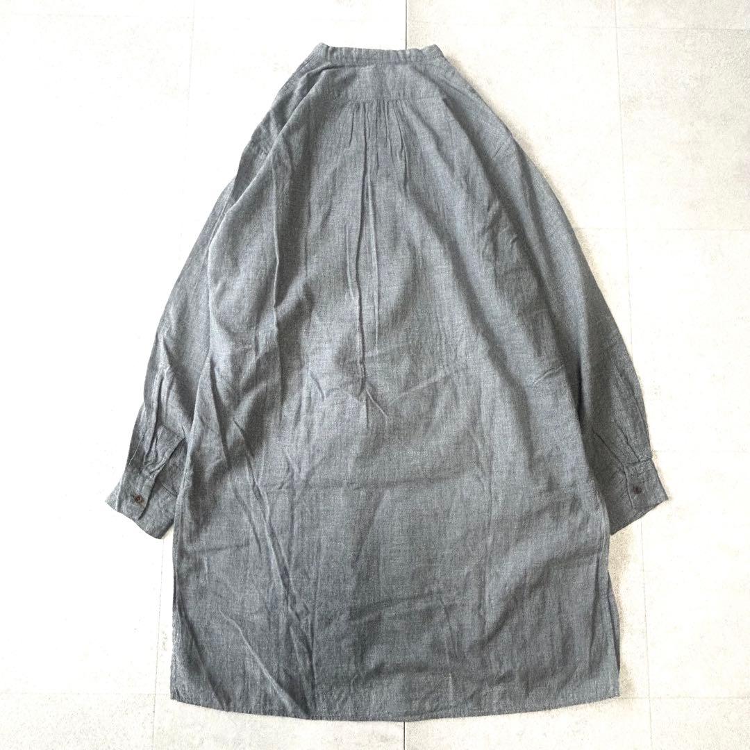 美品 45R フォーティファイブアール 杢コットンバンドカラー チュニック