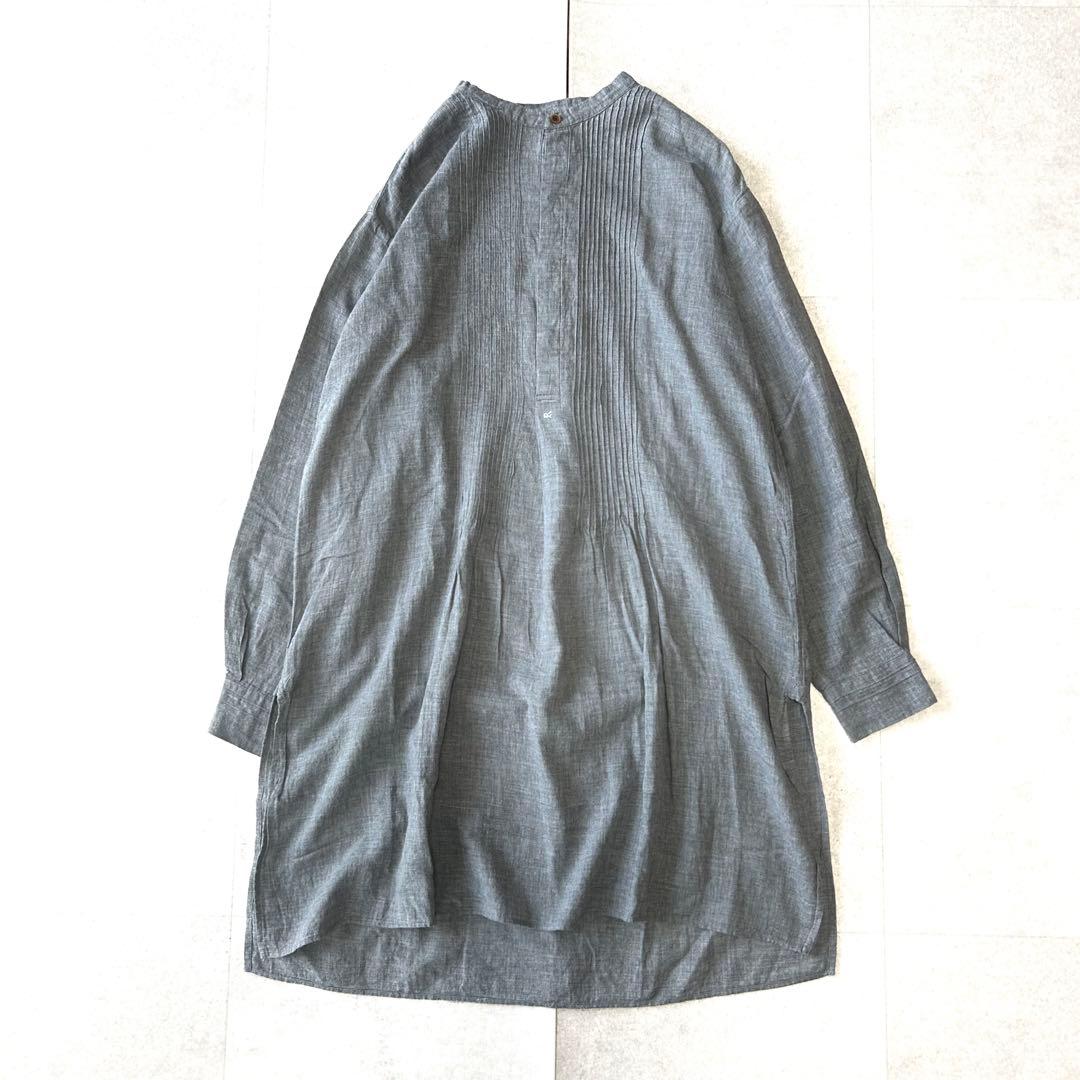 美品 45R フォーティファイブアール 杢コットンバンドカラー チュニック