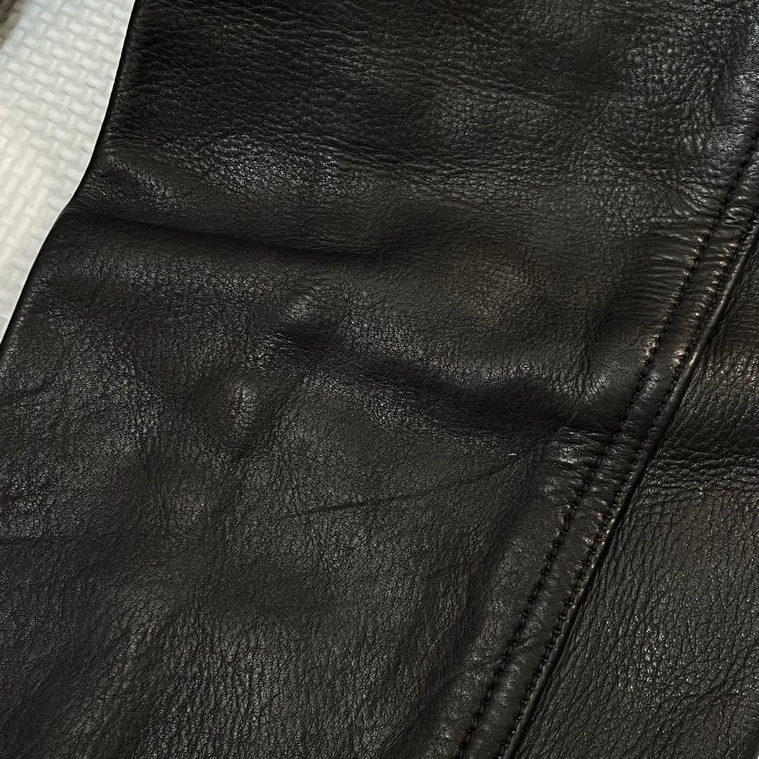 比較的美品 Degner バイカー 肉厚 カウレザー パンツ メッシュ裏地 黒