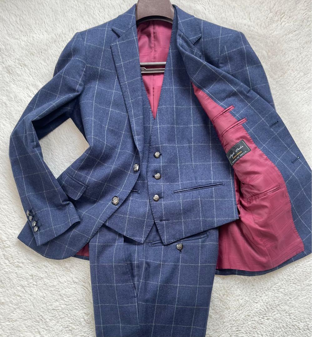 【希少】FINTES オーダースーツ　セットアップ　スリーピース　ネイビー