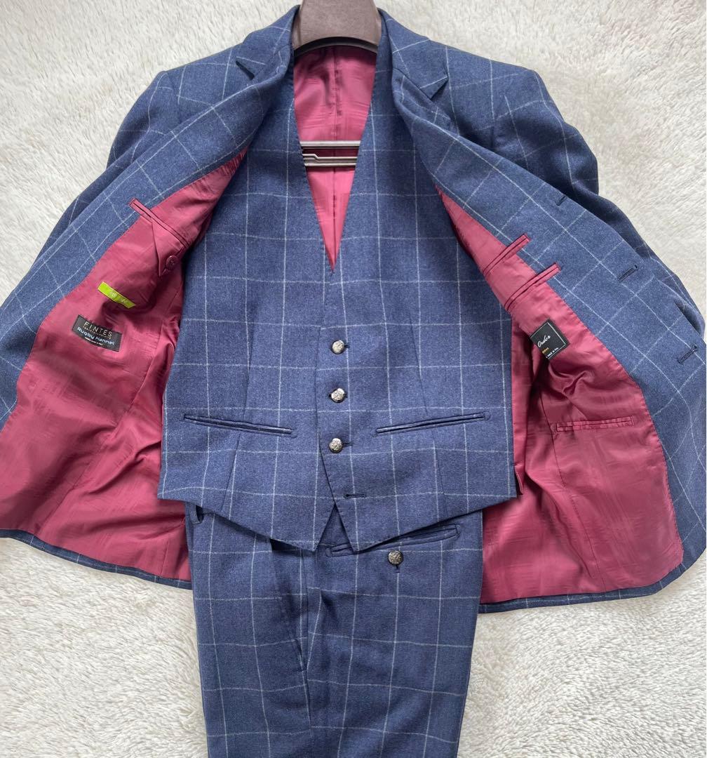 【希少】FINTES オーダースーツ　セットアップ　スリーピース　ネイビー
