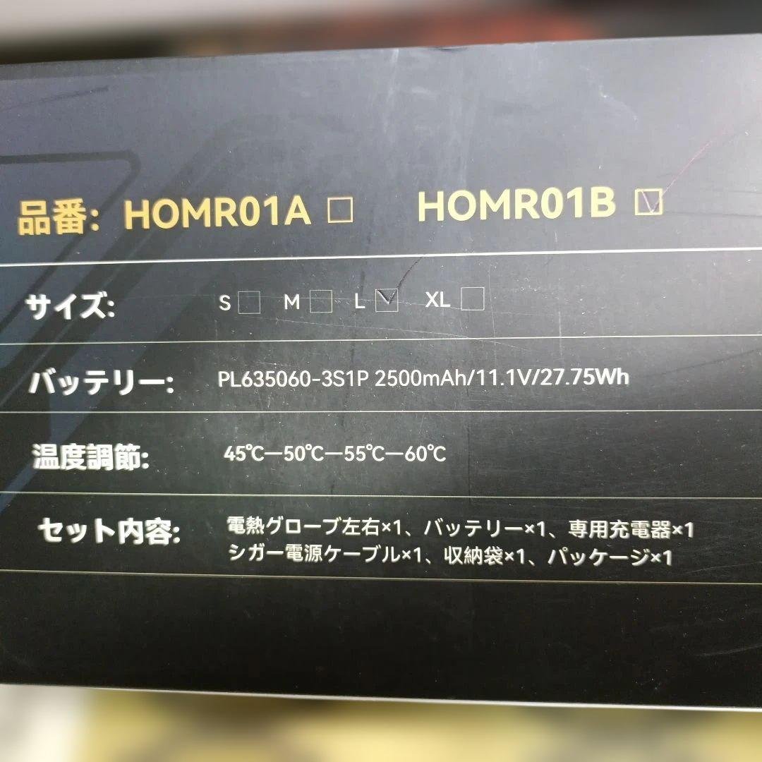 2025モデル HOMPRES電熱グローブ Lサイズ Bタイプ