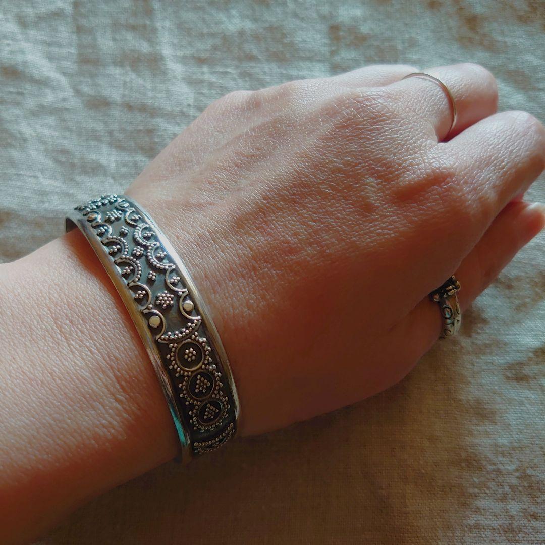 シルバー925バングル ブレス トライバル 民族 ヴィンテージ