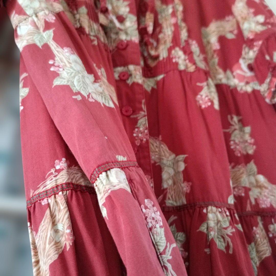 ピンクハウス♡希少な小人柄♡花柄フリル付き羽織りロングワンピース