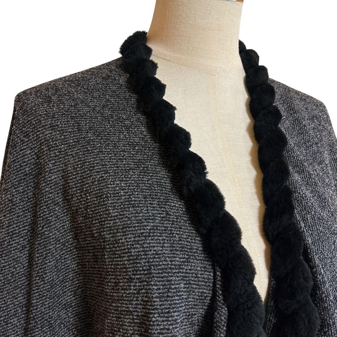 jun ashida ジュンアシダ ポンチョ リアルファー グレー系