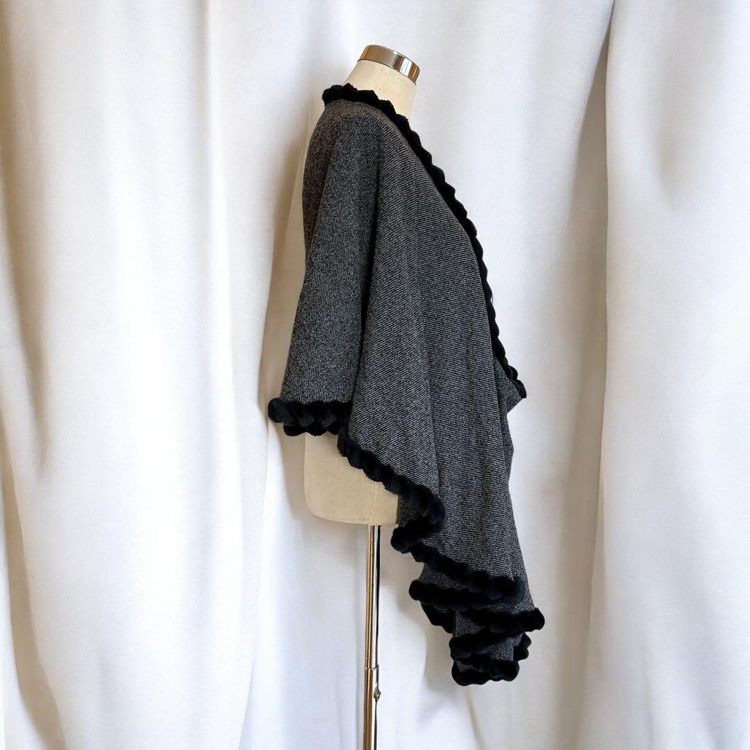 jun ashida ジュンアシダ ポンチョ リアルファー グレー系