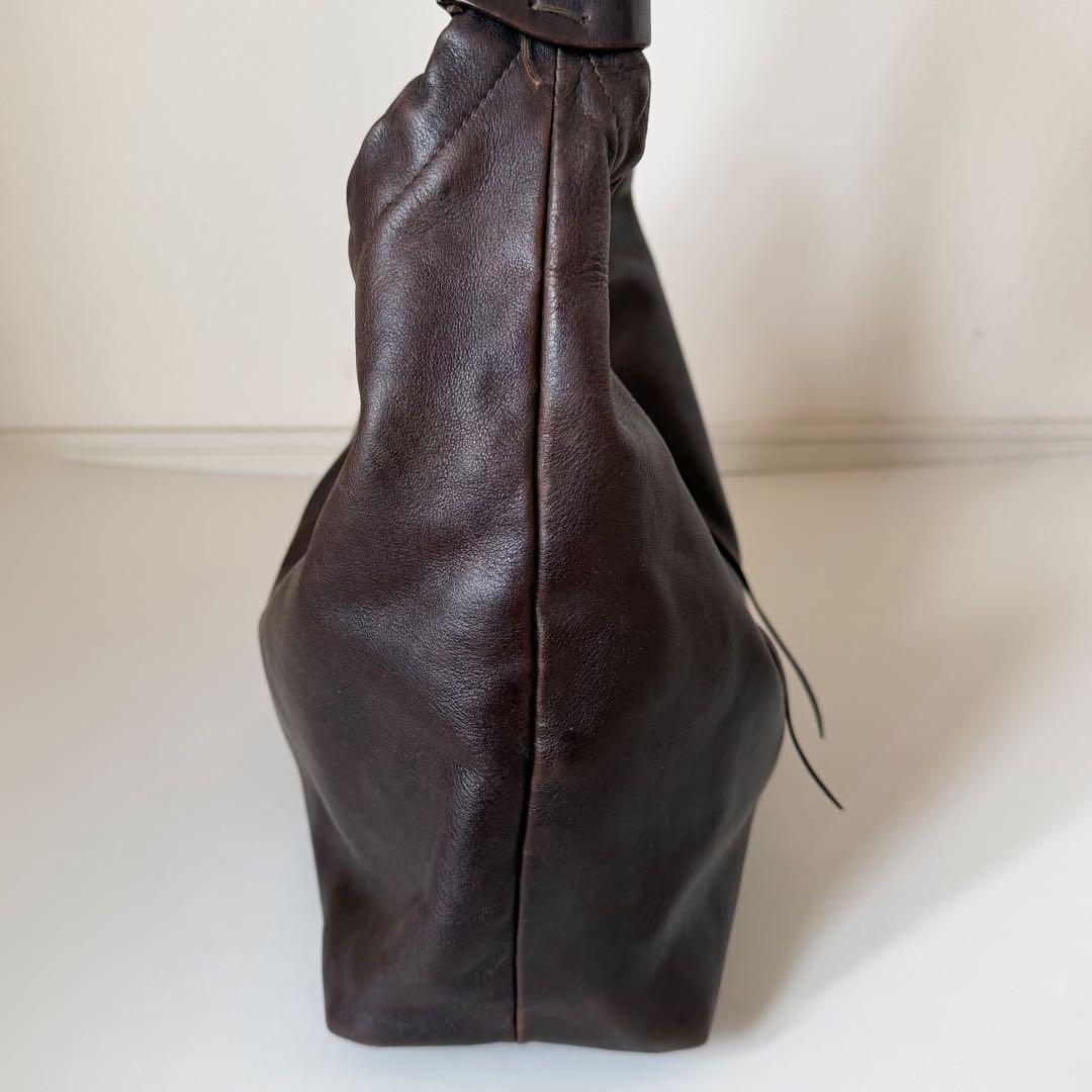 イルビゾンテ ショルダーバッグ リボン ギャザー ダークブラウン 本革