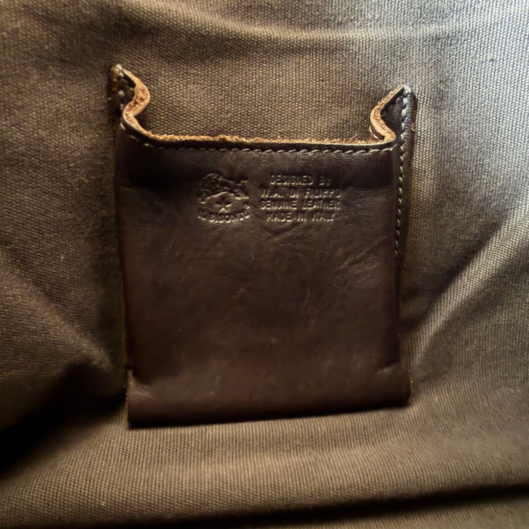 イルビゾンテ ショルダーバッグ リボン ギャザー ダークブラウン 本革