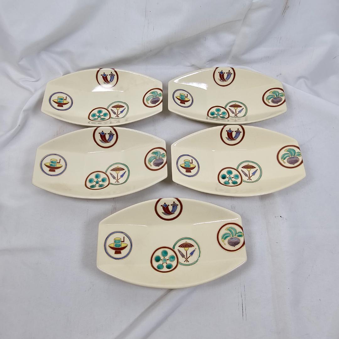 【美品】辻嘉一 特選和食器揃 用の美 舟形皿 5枚セット 共箱付