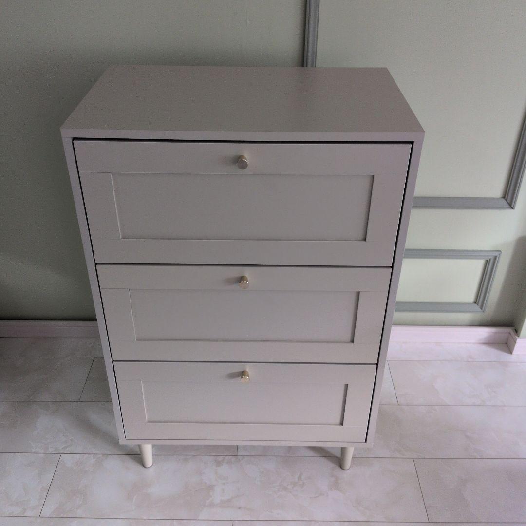 3段チェスト　ベージュ