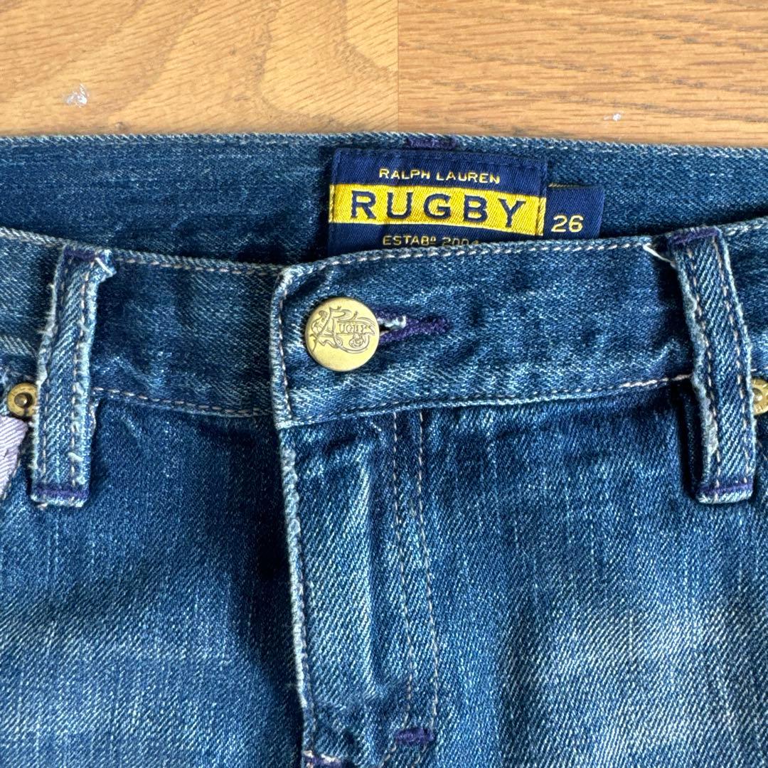 ラルフローレンラグビー RUGBY ワッペン刺繍 デニムスカート 26