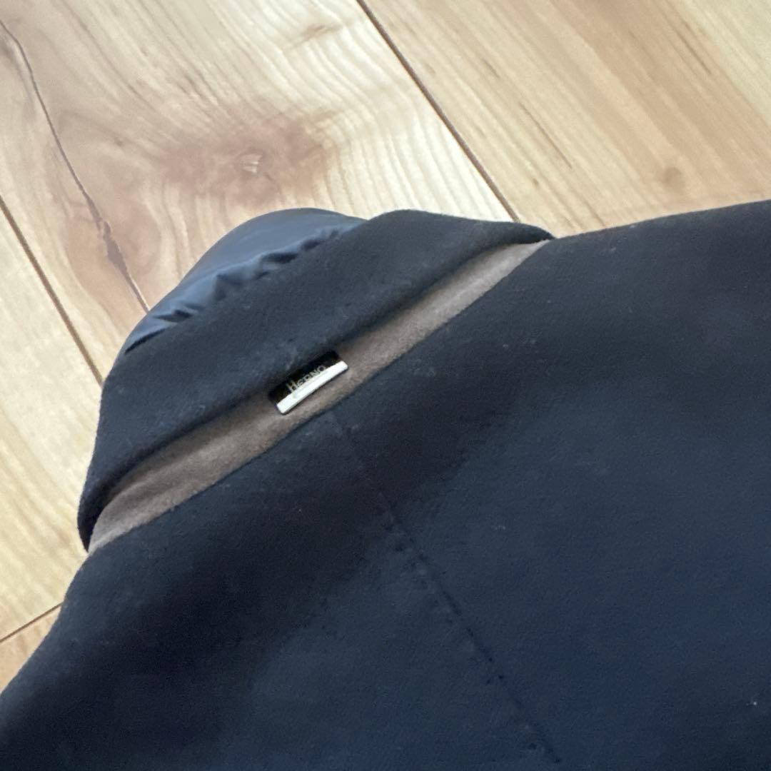 HERNO ライナー カシミヤ チェスターコート 42 ネイビー