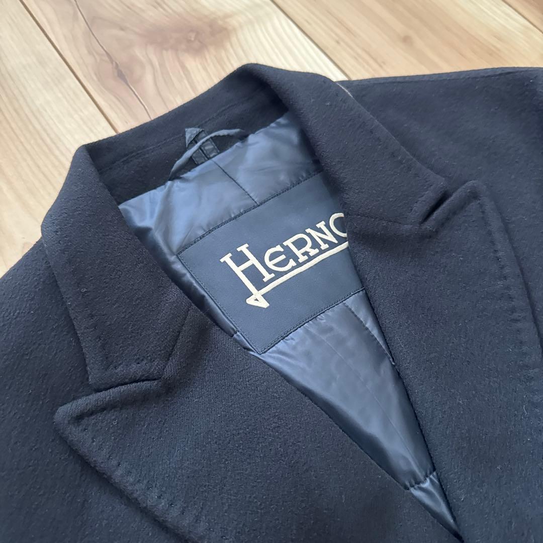 HERNO ライナー カシミヤ チェスターコート 42 ネイビー