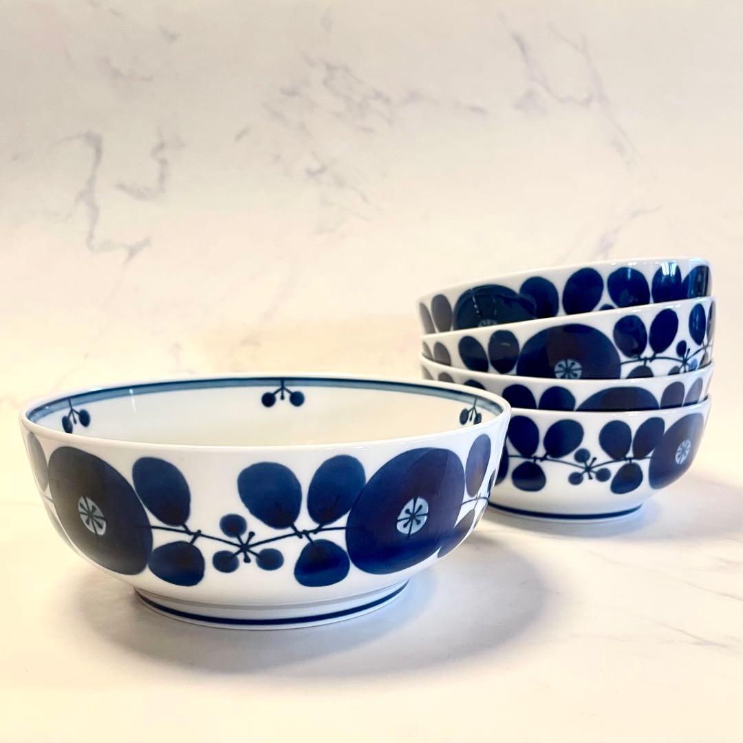 波佐見焼⭐︎白山陶器　ブルームボール　M サイズ1個　Sサイズ4個セット　北欧風