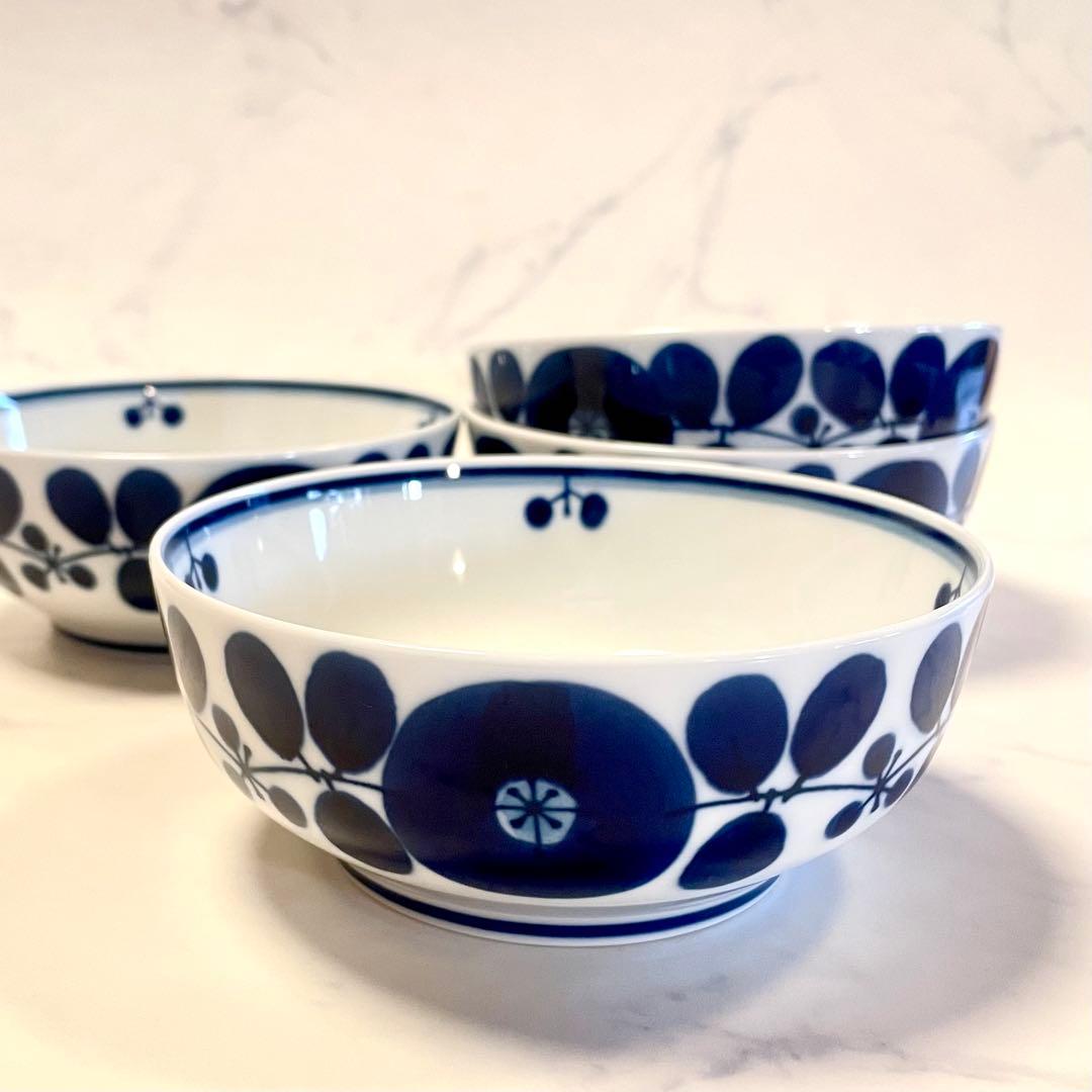 波佐見焼⭐︎白山陶器　ブルームボール　M サイズ1個　Sサイズ4個セット　北欧風