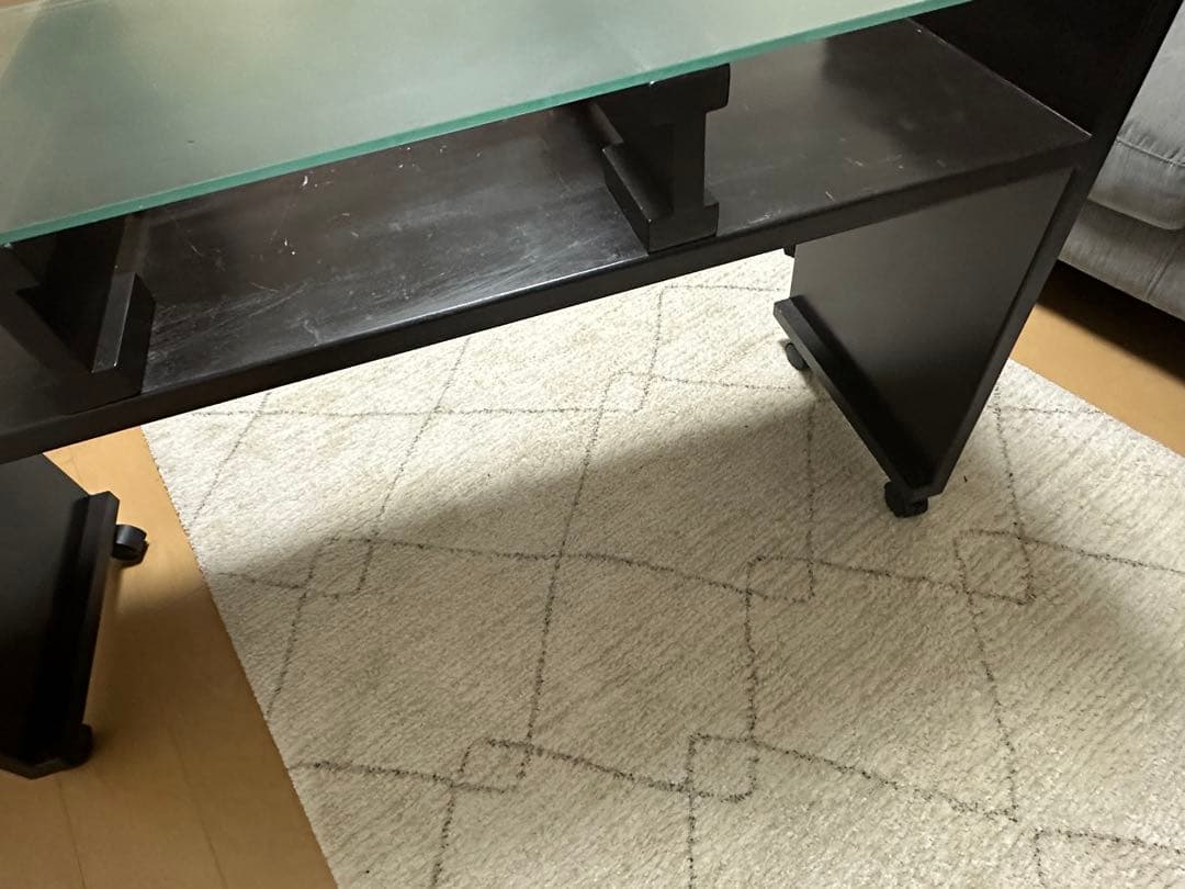 バム フルオーダーテーブル ガラス天板 天板新品 パソコン ネイルデスク