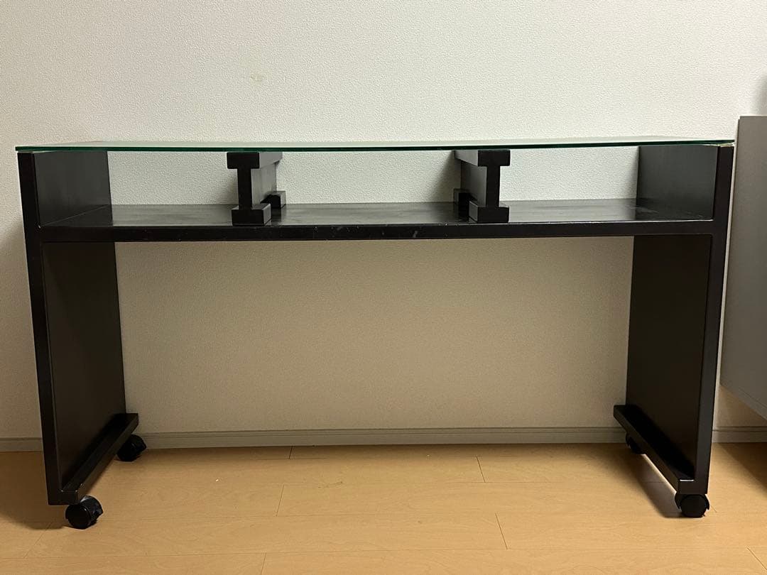 バム フルオーダーテーブル ガラス天板 天板新品 パソコン ネイルデスク