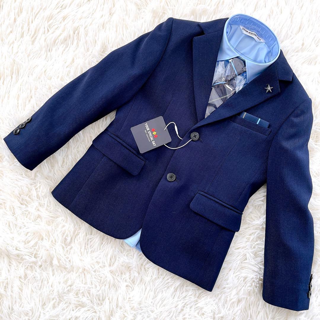 120cm⭐︎フォーマル　4点セット　男の子　ネイビー　新品　入学式　スーツ　水色