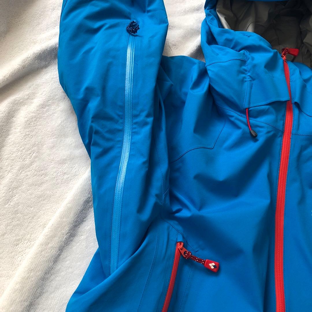 モンベルMストームパーカー青メンズ男性スキー防寒スノボー雪