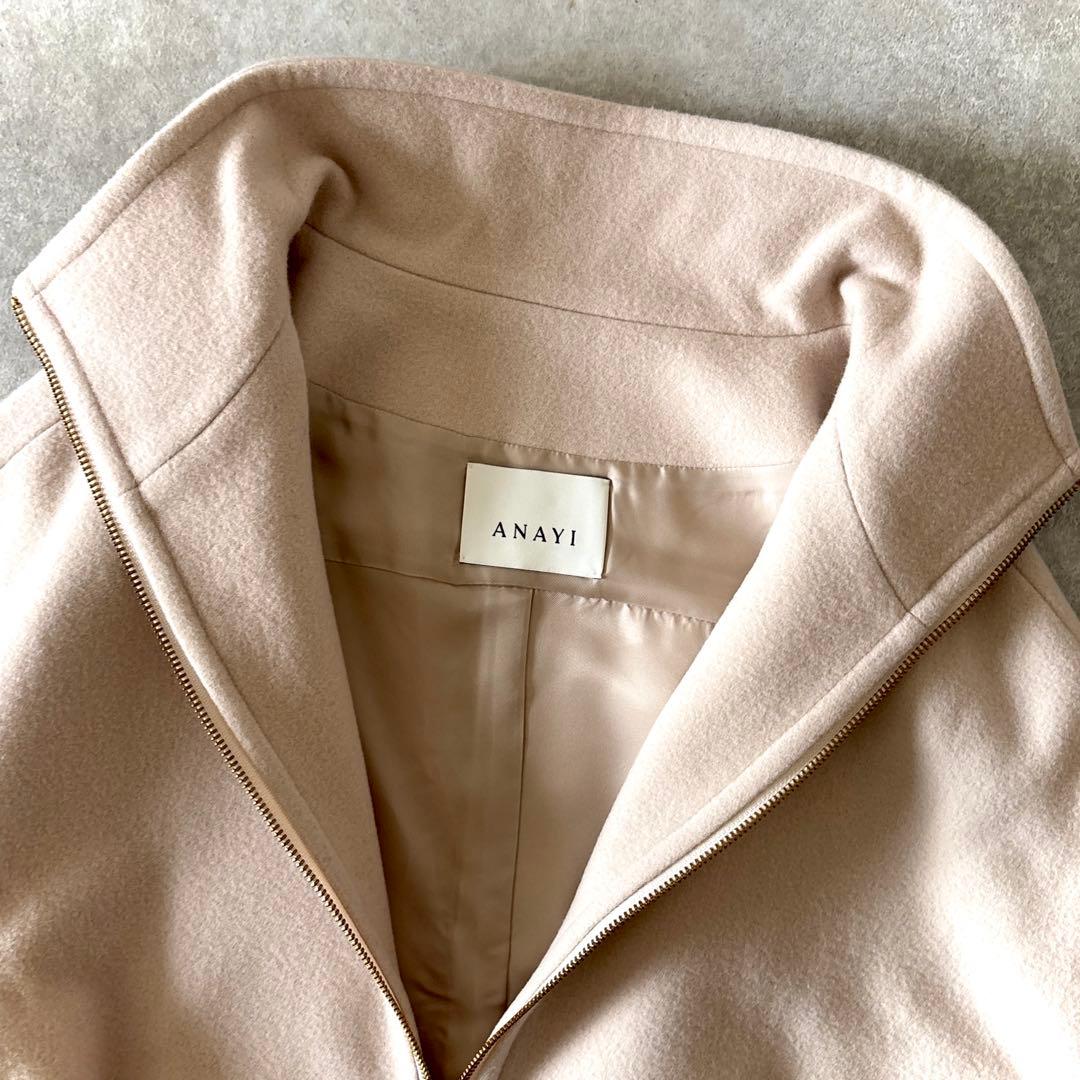 り*ー様 美品 アナイ ラムウール ケープコート ベージュ 36 S相当 ショー