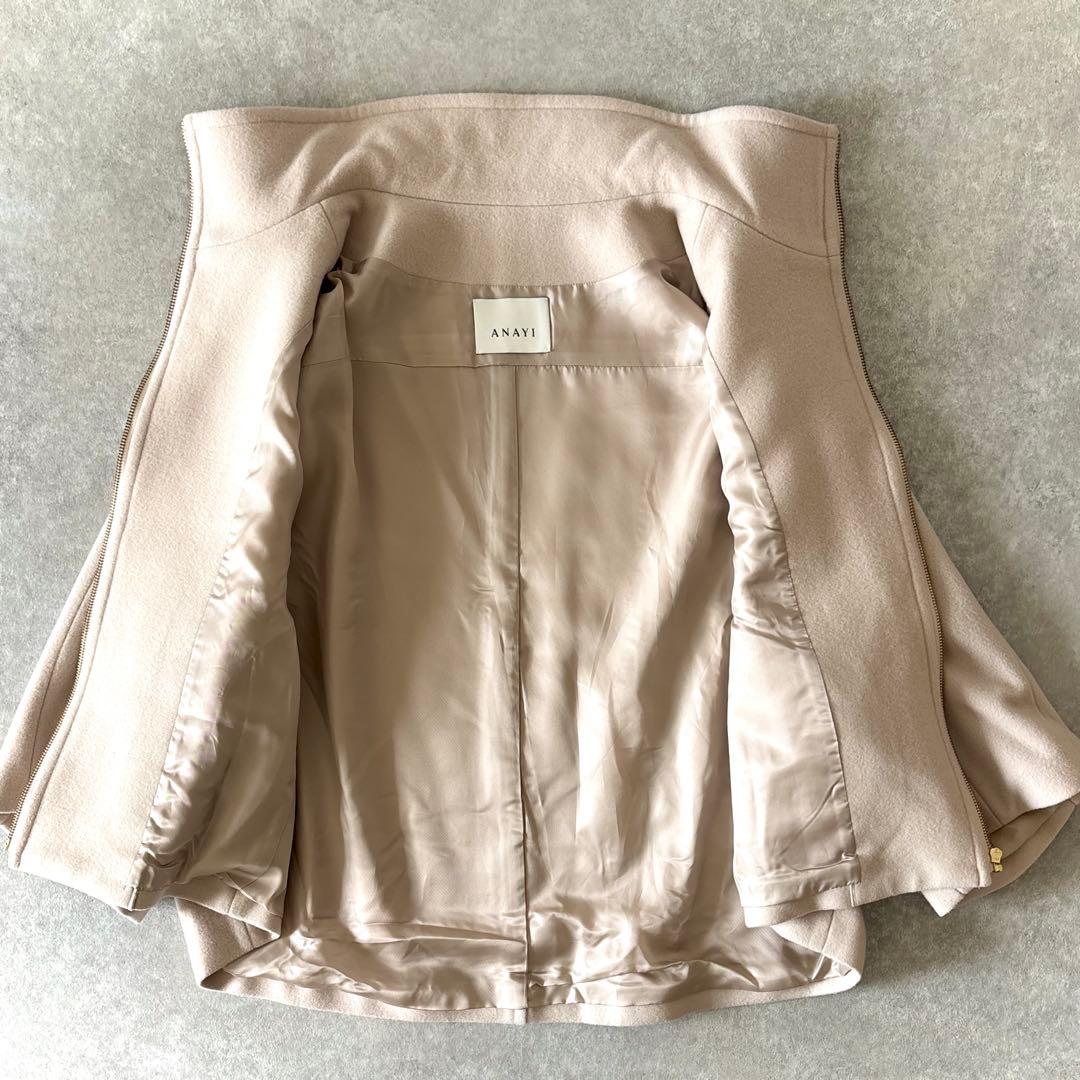 り*ー様 美品 アナイ ラムウール ケープコート ベージュ 36 S相当 ショー