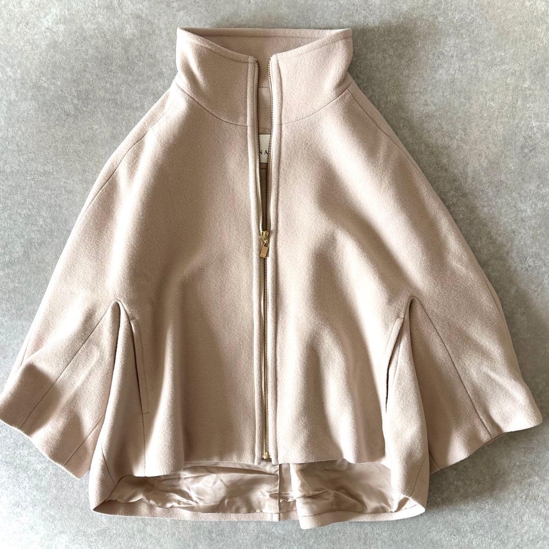 り*ー様 美品 アナイ ラムウール ケープコート ベージュ 36 S相当 ショー
