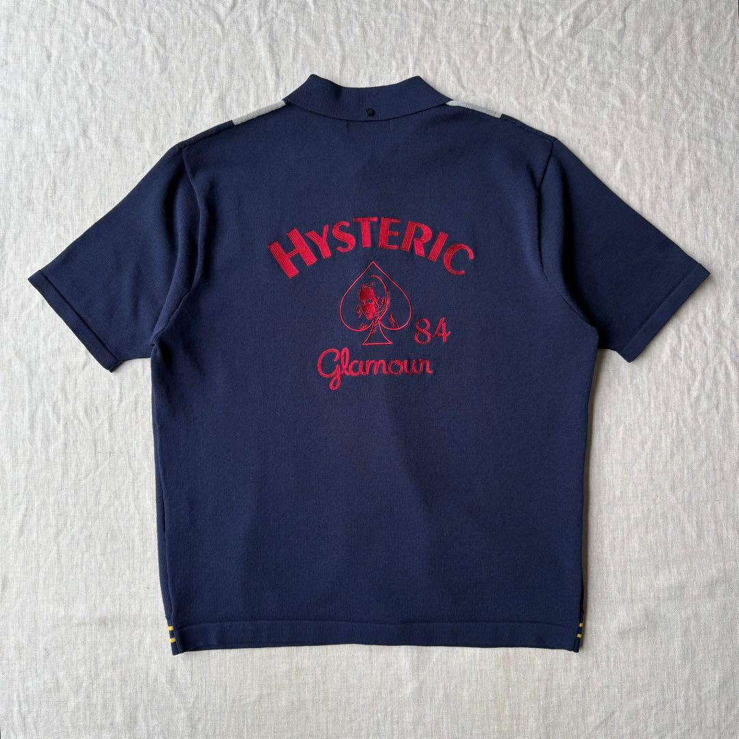 HYSTERIC GLAMOUR 84刺繍 ミラノリブシャツ ニットポロ L