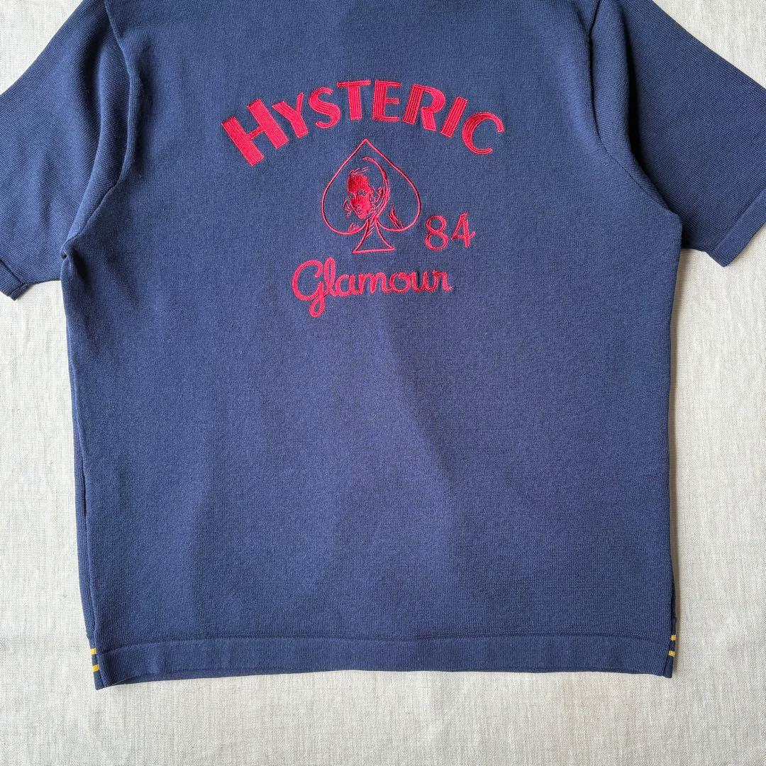 HYSTERIC GLAMOUR 84刺繍 ミラノリブシャツ ニットポロ L