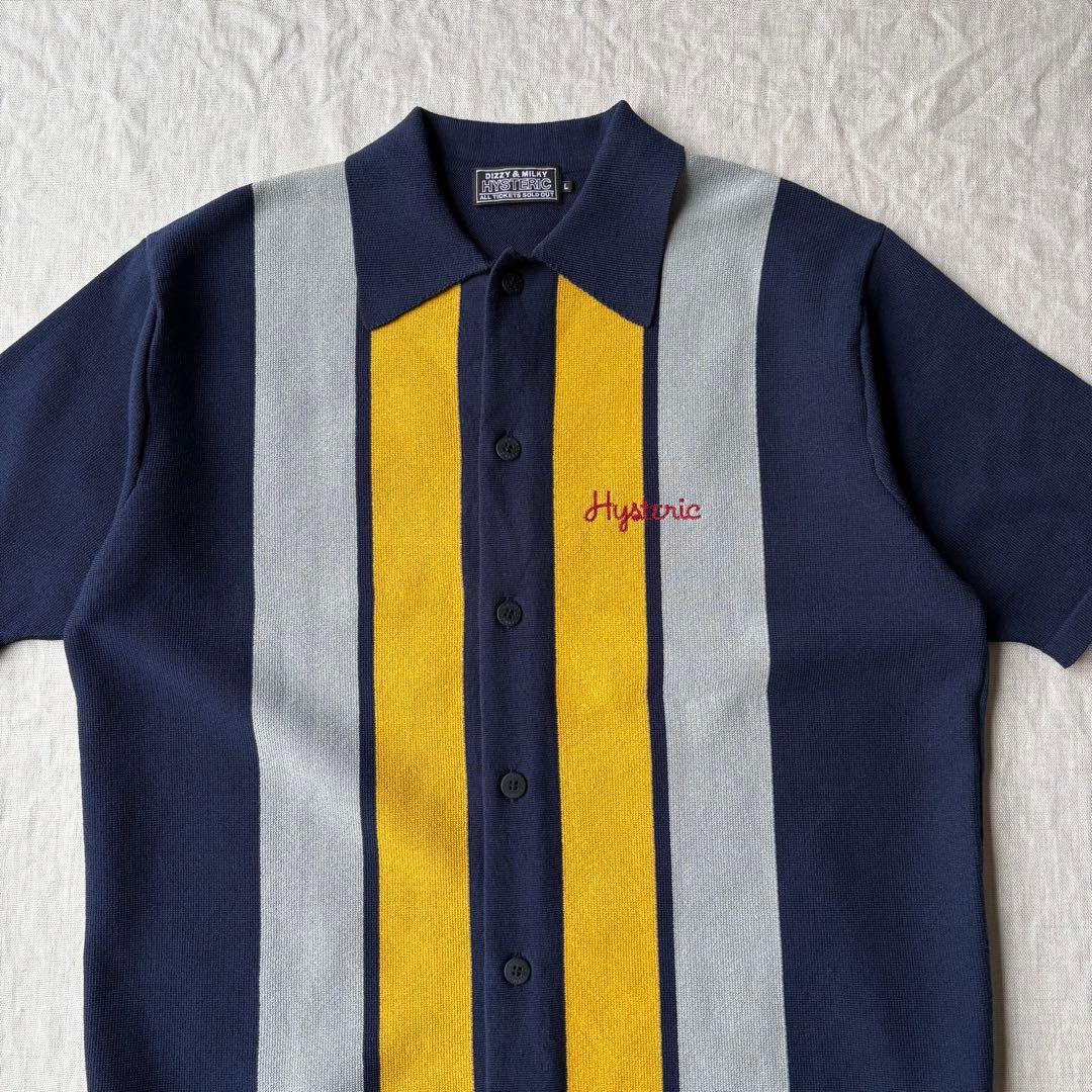 HYSTERIC GLAMOUR 84刺繍 ミラノリブシャツ ニットポロ L
