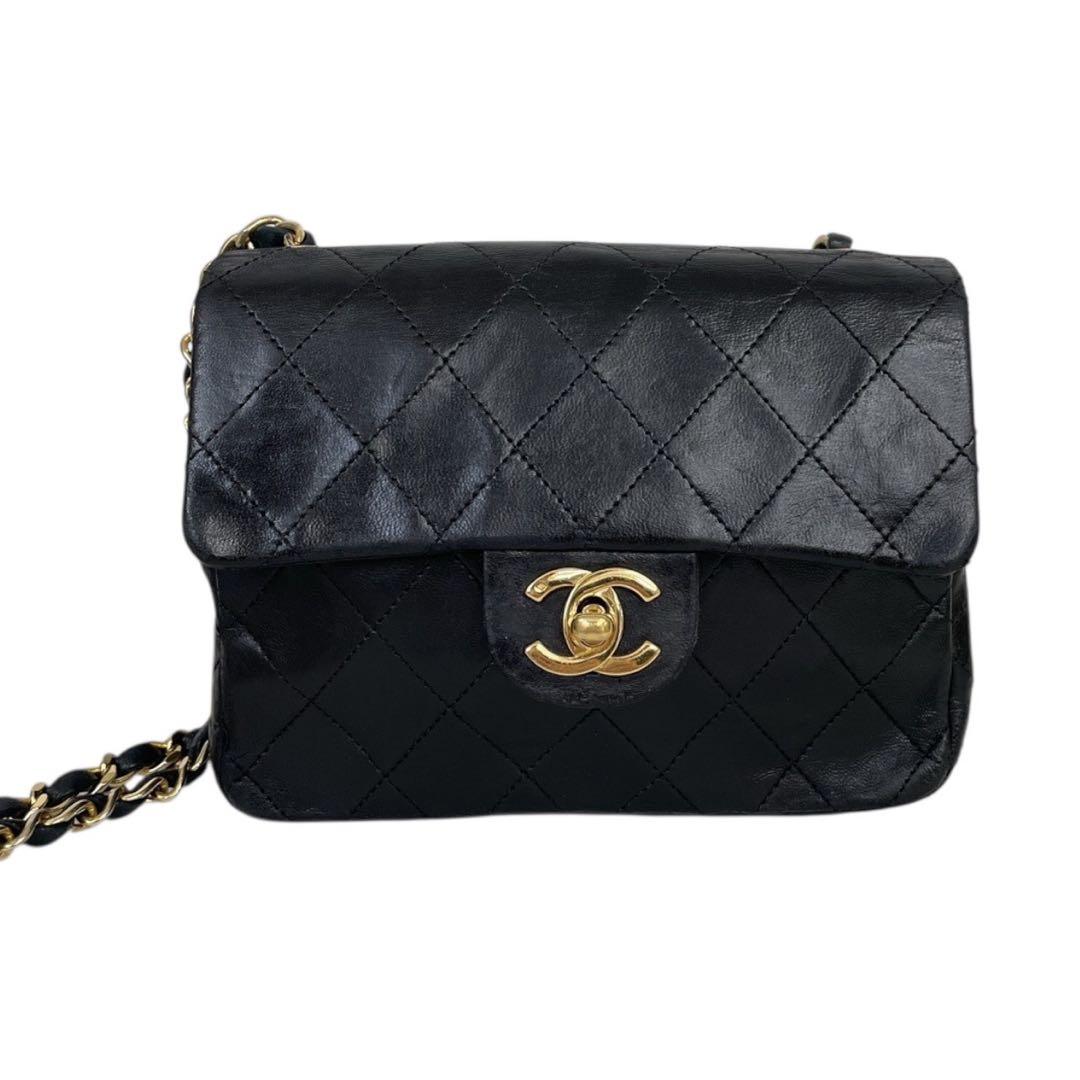 【美品】シャネル　ミニマトラッセ　ラムスキン　チェーンショルダーバッグ　3191