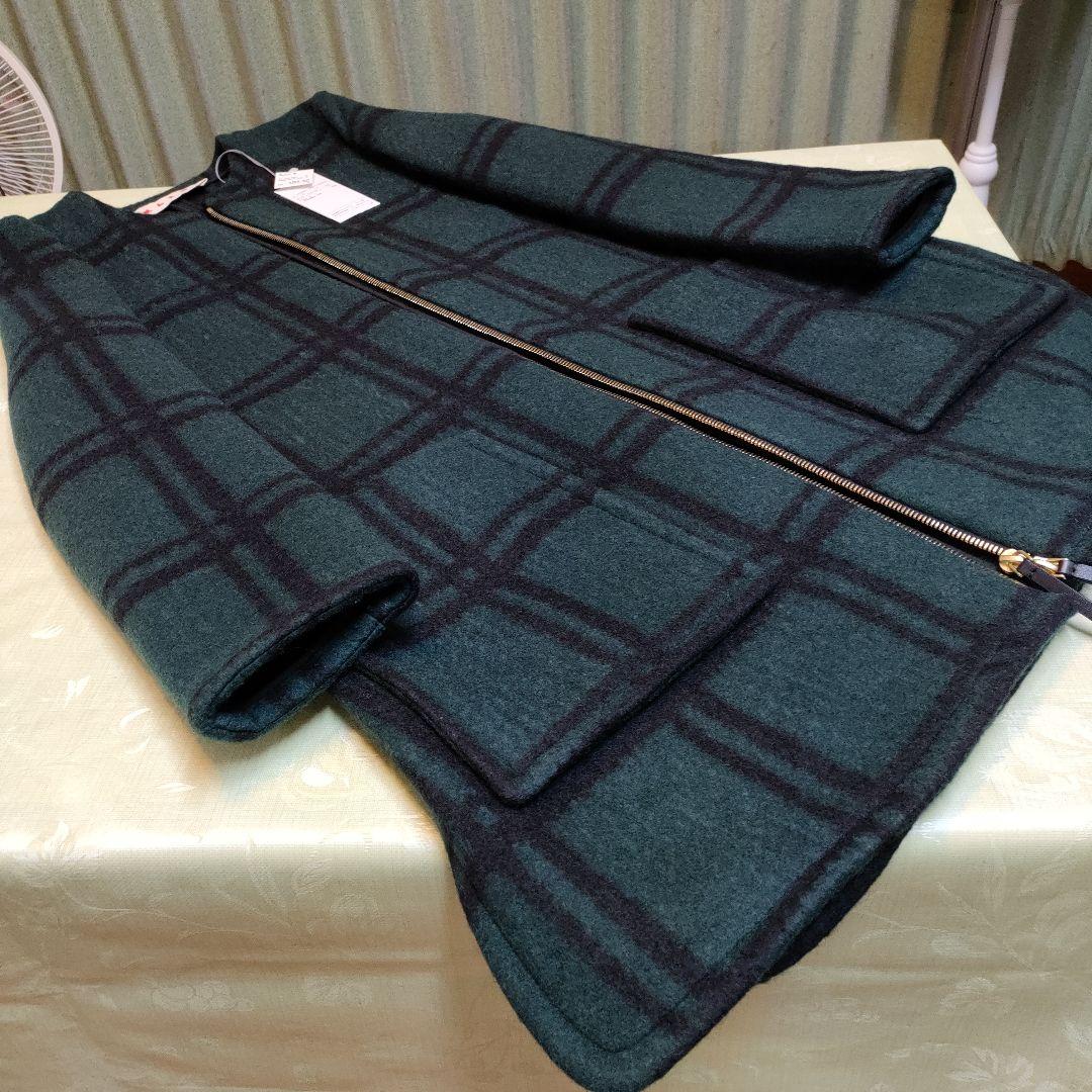 【１月特価】新品未使用　マルニ　 ロングコート　チェック　緑　２８万タグ付