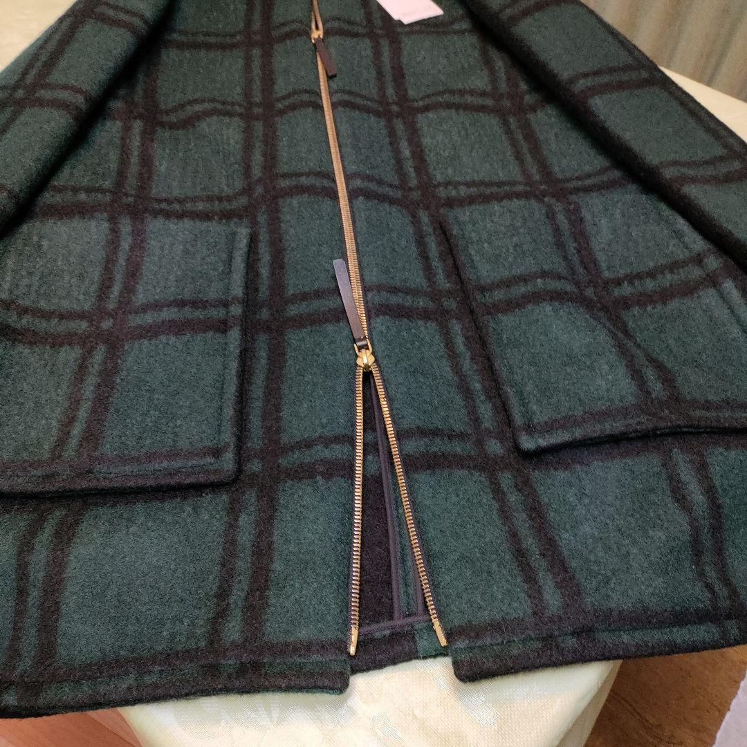 【１月特価】新品未使用　マルニ　 ロングコート　チェック　緑　２８万タグ付