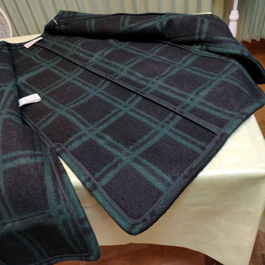 【１月特価】新品未使用　マルニ　 ロングコート　チェック　緑　２８万タグ付