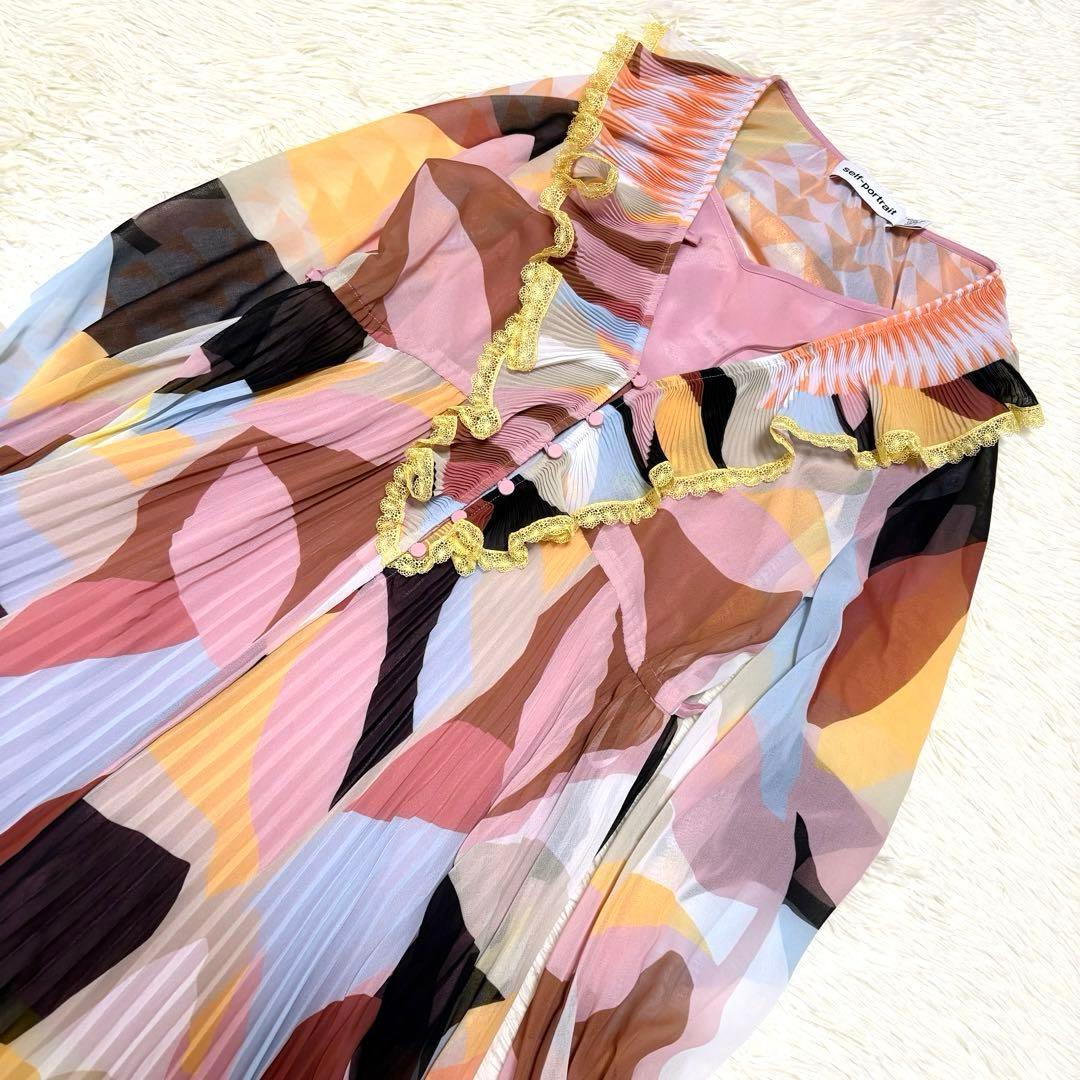 美品 セルフポートレイト 中条あやみ着用 マキシドレス プリーツ ラッフル 多色