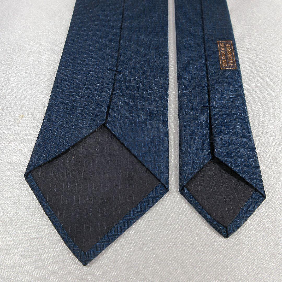 エルメス　H織り　ファソネ　星座　ネイビー　ネクタイ