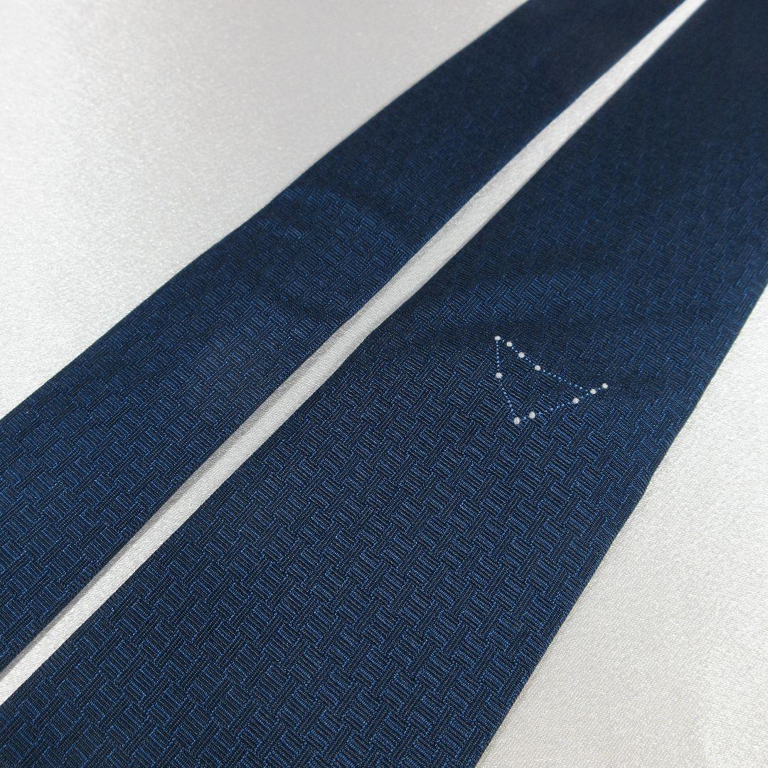 エルメス　H織り　ファソネ　星座　ネイビー　ネクタイ