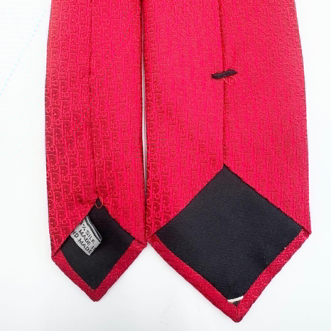 極美品　ディオール　メンズ　ネクタイ　現行タグ　トロッター柄　赤