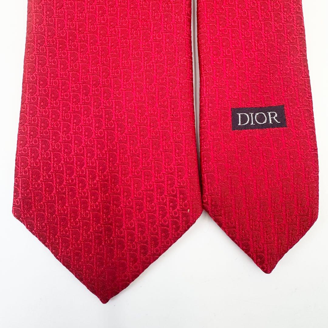 極美品　ディオール　メンズ　ネクタイ　現行タグ　トロッター柄　赤