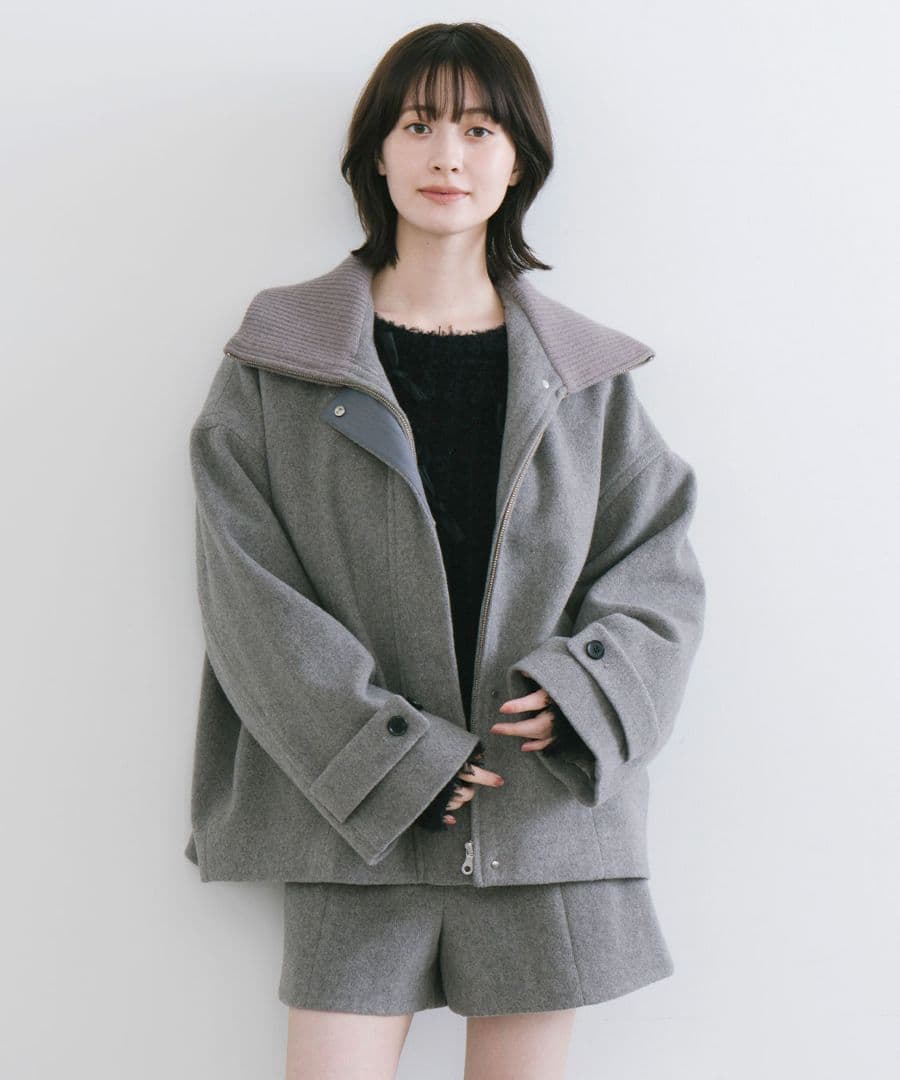 【セール価格以下】 実物写真あり 完売 ココディール リブカラーウール混コート