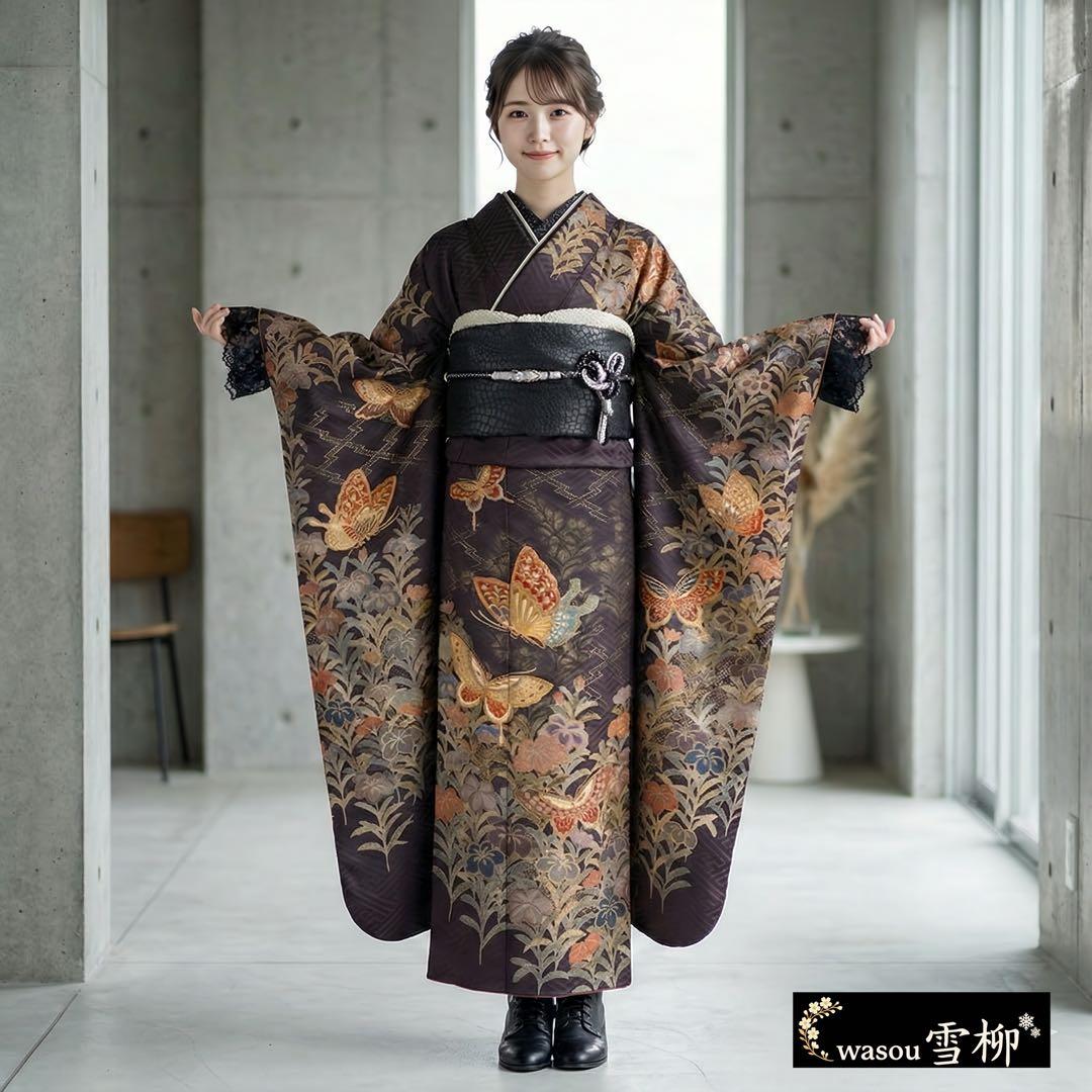 花と蝶シックな華やかMODE-Style♡振袖フルセット　成人式前撮り