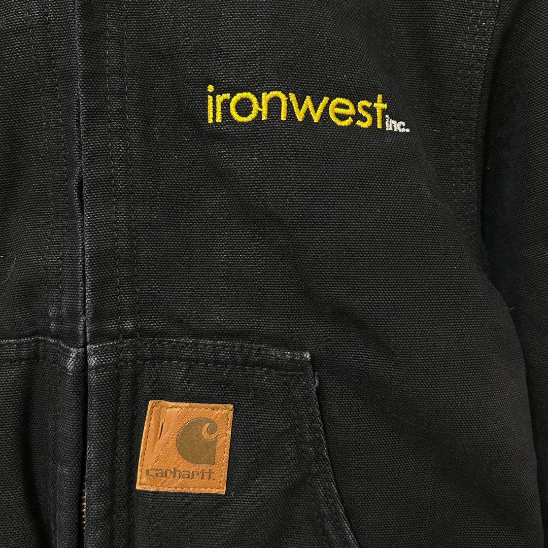 Carhartt アクティブジャケット　ダック生地　企業ロゴ　ブラック