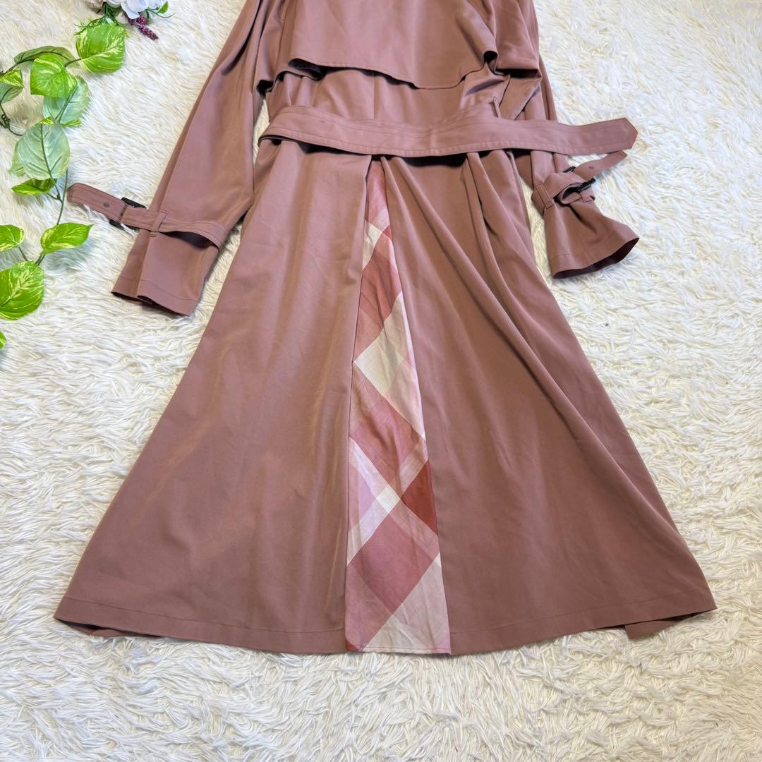 【ブルーレーベルクレストブリッジ】美品♡トレンチコート チェック ピンク 36