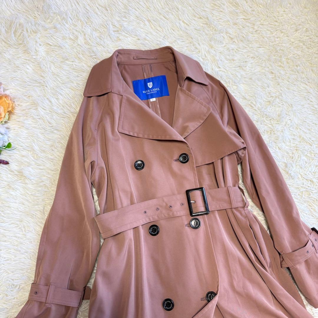 【ブルーレーベルクレストブリッジ】美品♡トレンチコート チェック ピンク 36