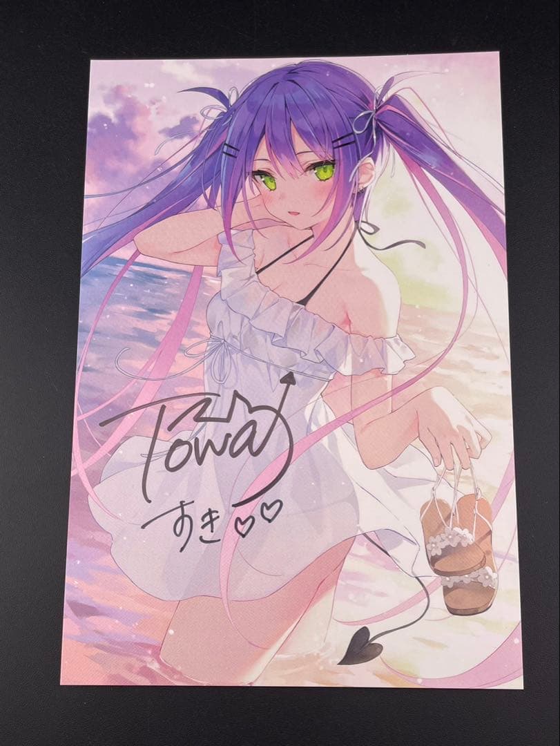 【中古品】ホロライブ　常闇トワ　誕生日記念2020年　直筆サイン入りポストカード