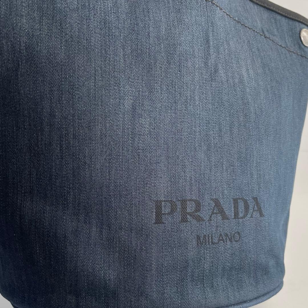 【美品】PRADA プラダ 2way カナパ トートバッグ バケツ型 デニム