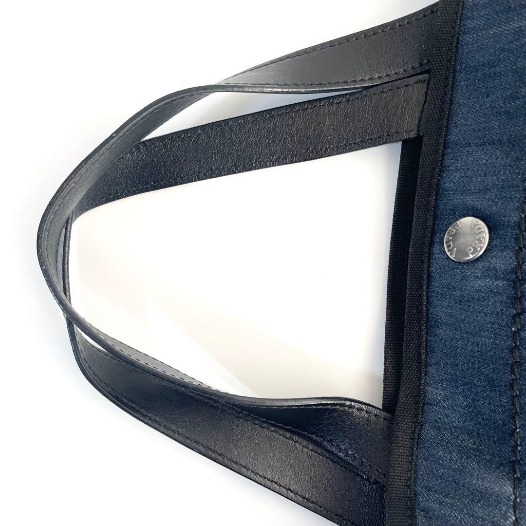 【美品】PRADA プラダ 2way カナパ トートバッグ バケツ型 デニム